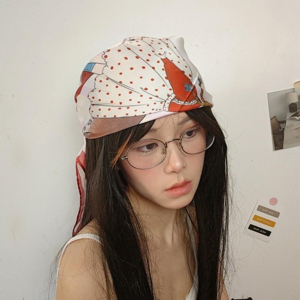 Spotted Dog Flower Printed Scarf Breathable Bandana Head Scarf Versatile Square Headband Neckwear