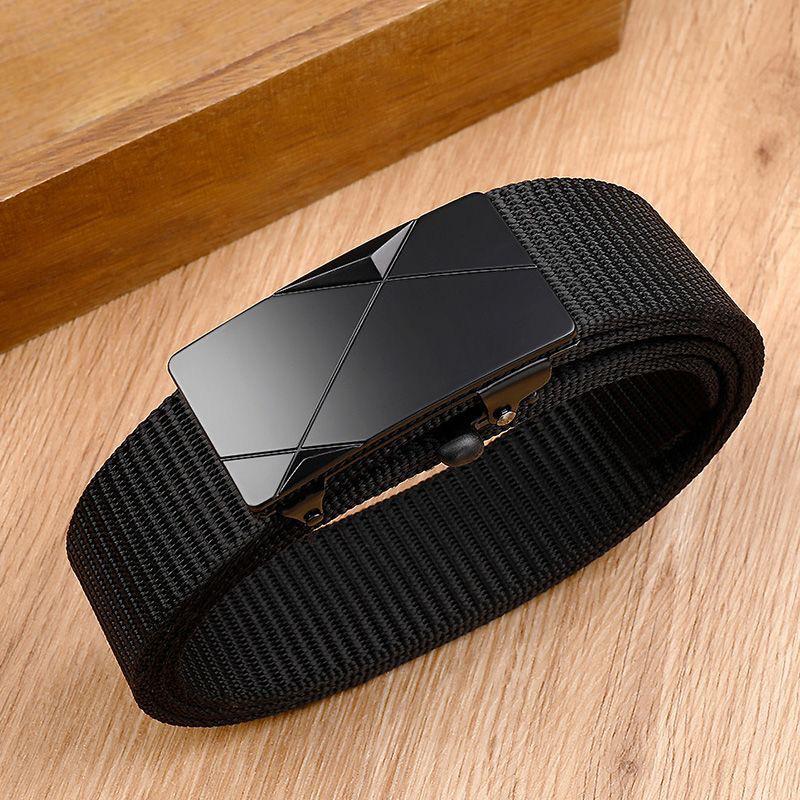 Men's Tactical Nylon Belt with Automatic Buckle - Quick-Drying Canvas for Outdoor and Military Training
