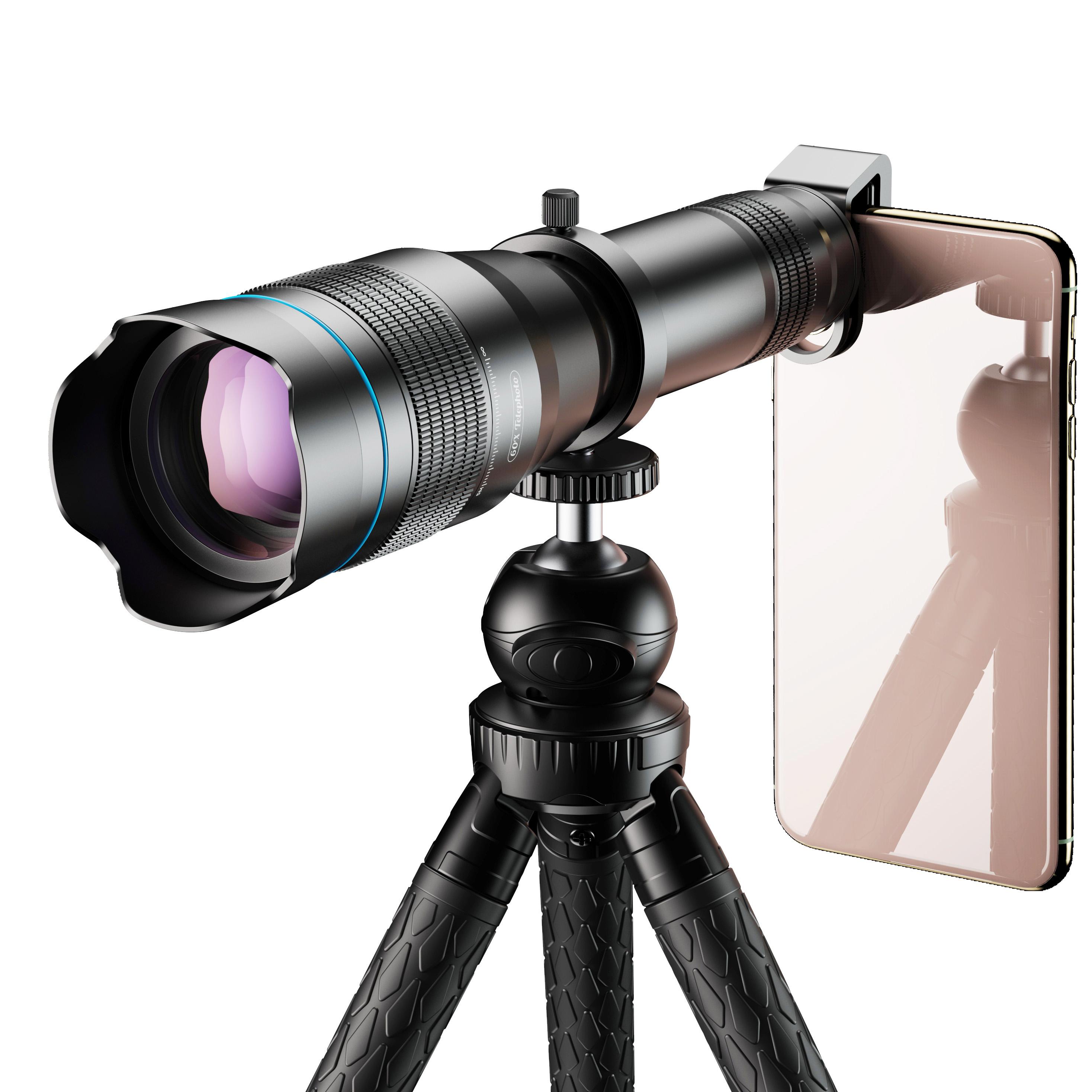 60x Phone Camera Lens Zoom Telephoto a set of lenses suit For Professional Photography чёрный