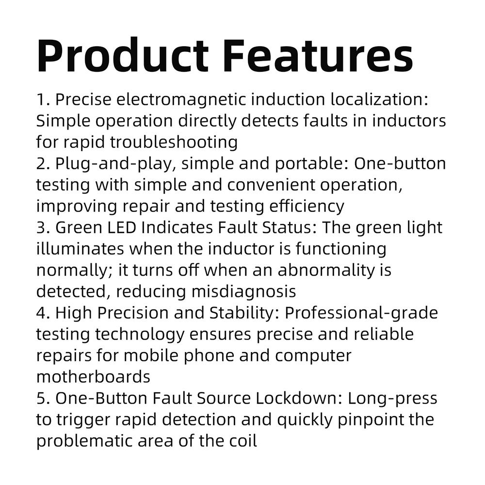 Black/Purple Inductor Detector Tool Electromagnetic Induction Quick Troubleshooting Suitable for Phone/Computer motherboard