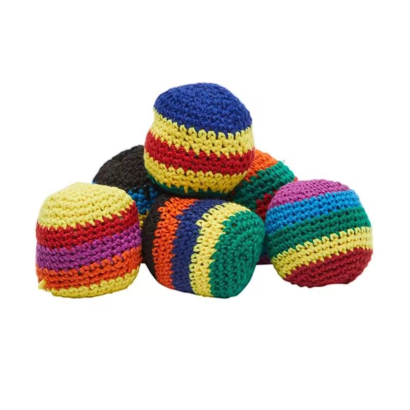 3/6/12Pcs Hand-Made Knitted Footbag Funny Crochet Colorful Small Kick Sack Juggling Balls Indoor Outdoor Games