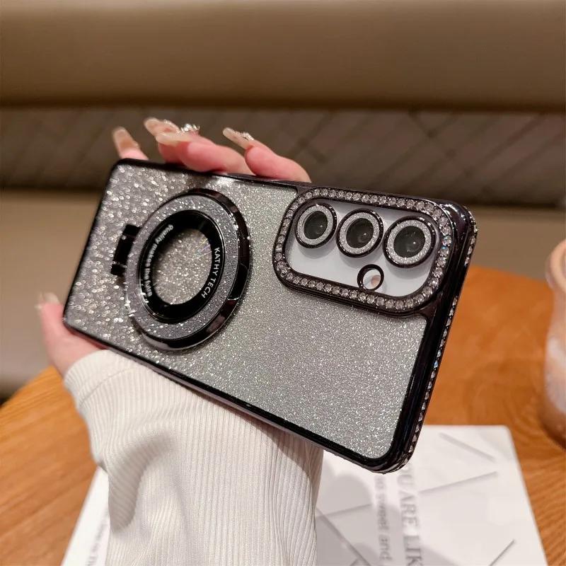 Luxury Magnetic Stand Shockproof Case For Samsung Galaxy A36 A56 A55 A35 A54 A34 A26 A25 A16 A15 A06 5G Glitter Diamond Cover