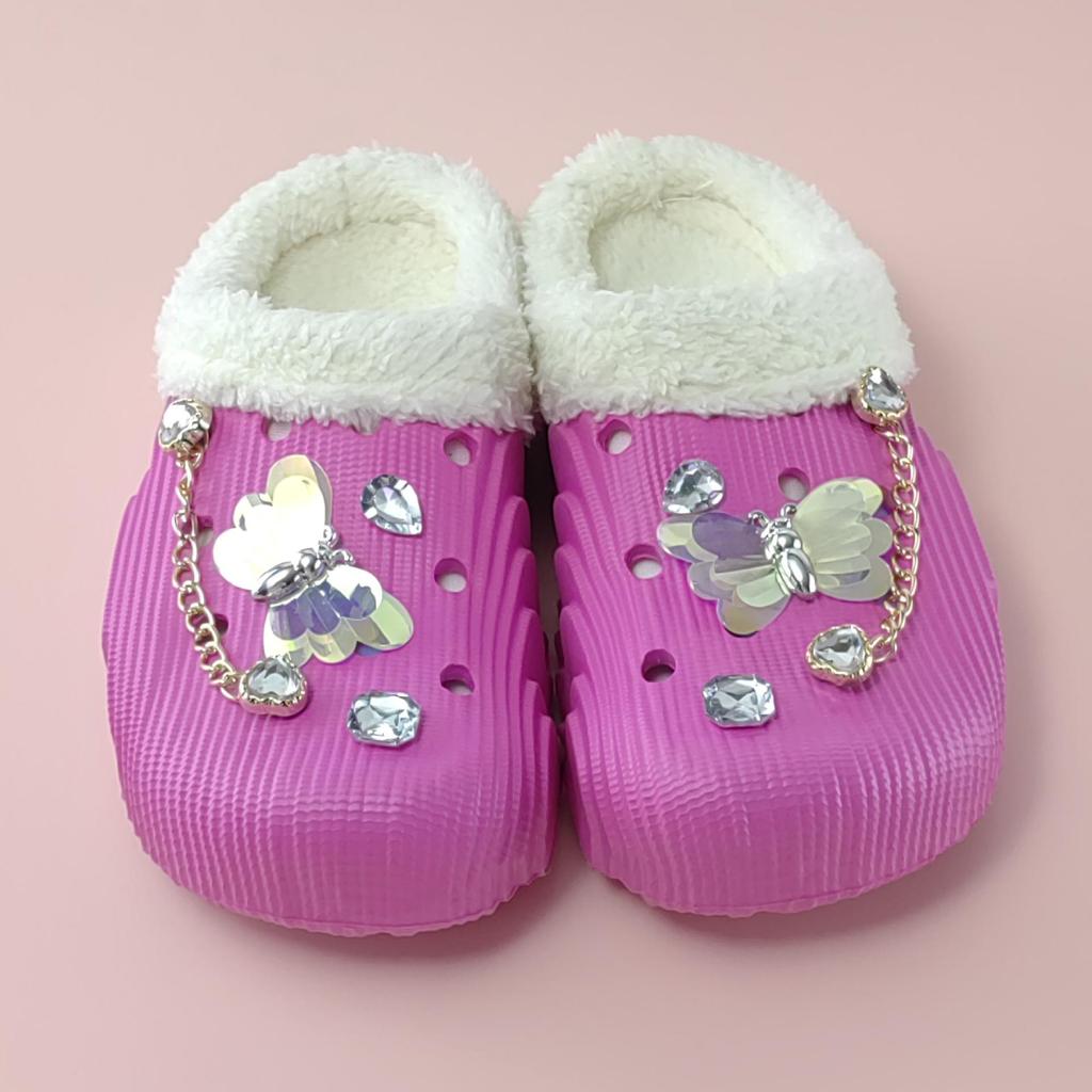 2025 Mode Bequeme Baumwolle Schmetterlingspantoffeln für Zuhause - Unisex Flache Sohle Warm Kettenstil