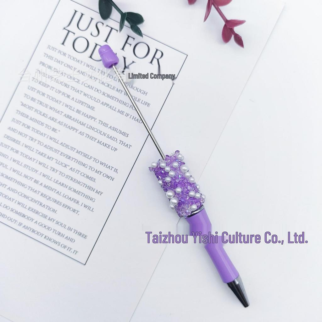 Starry Crystal Pearl Bead Pen - Handmade Rhinestone Candy Design