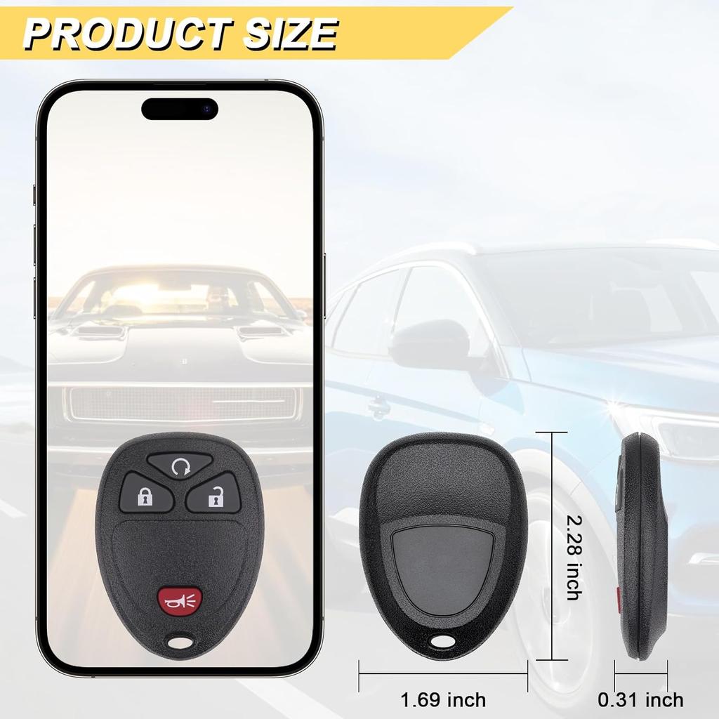 Key Fob Keyless Entry Remote Compatible with Chevrolet Silverado Traverse Avalanche, GMC Sierra, Pontiac Torrent, Saturn Outlook Vue 2007-2017,