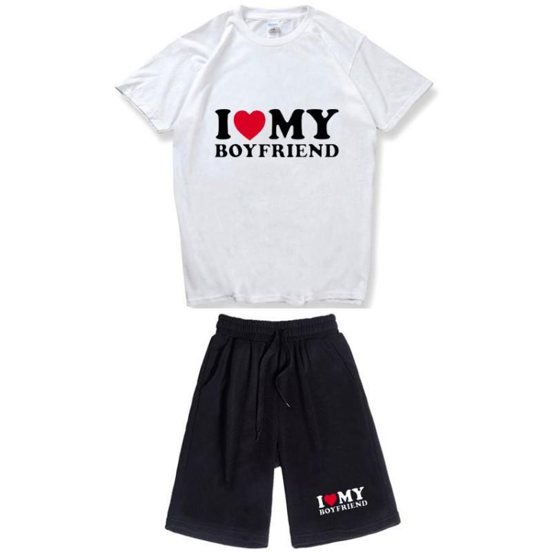 Men Women Cotton Short Sleeve T-Shirt Shorts Set Casual Outfit Youth Style
