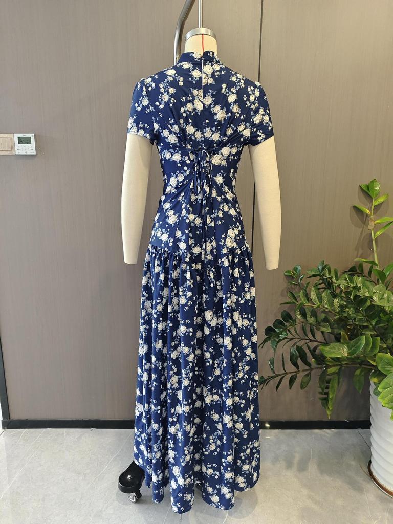Spring 2026 Women's Fashion: Elegant European and American Plant Print Long Dresses