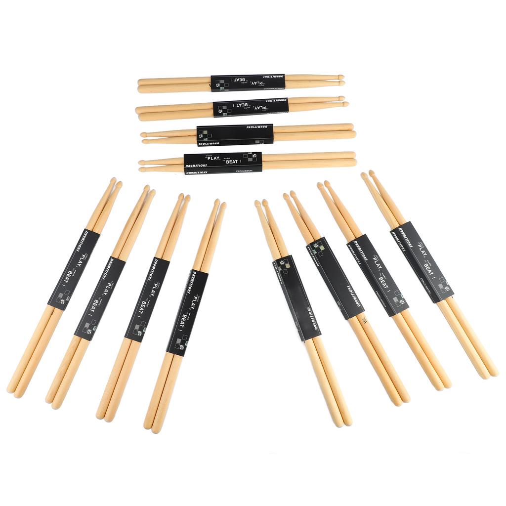 12 Paar 7A Drumsticks Ahornholz Ovale Spitze Anti-Rutsch Drumstick-Set für Performance-Übung