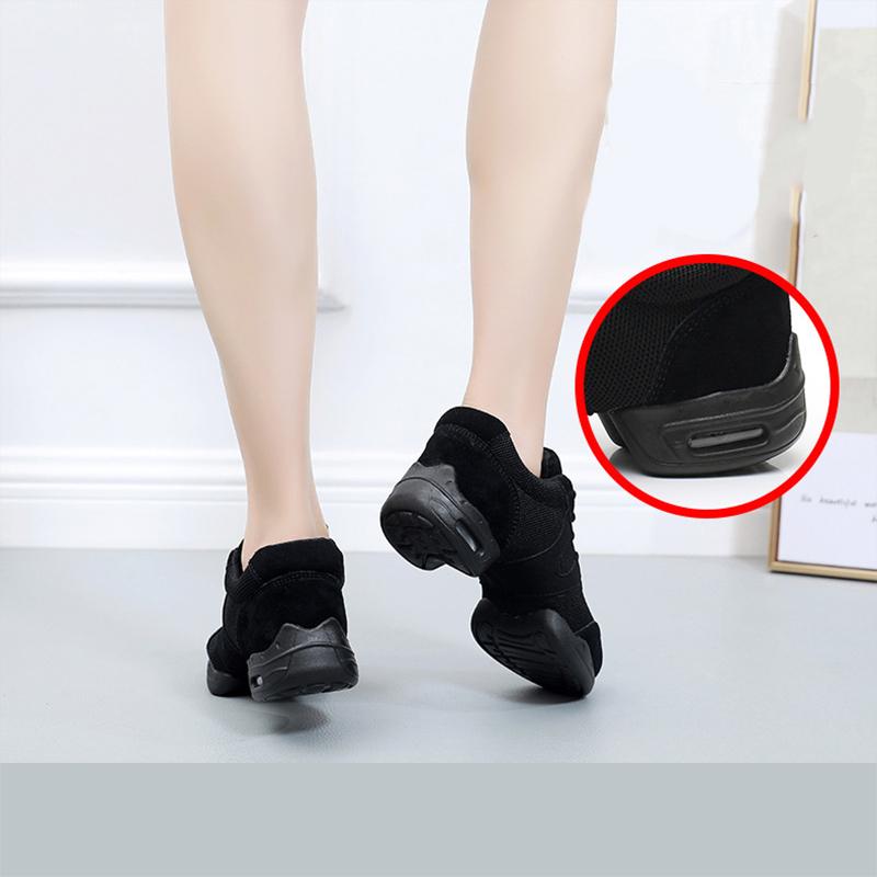 Tanzschuhe für Herren und Damen, modern, weiche Laufsohle, Jazz-Turnschuhe, Aerobic, atmungsaktiv, leicht, für Männer, Tanzen, Fitness, Sport, Schwarz