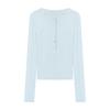 Women's Slimming Henley Neck Imitation Cashmere Long Sleeve T-shirt for Autumn Winter