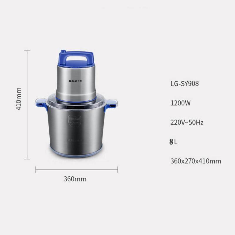 8L Household Electric Meat Grinder Commercial Stainless Steel Meat Slicer Kitchen Large Capacity Food Processor