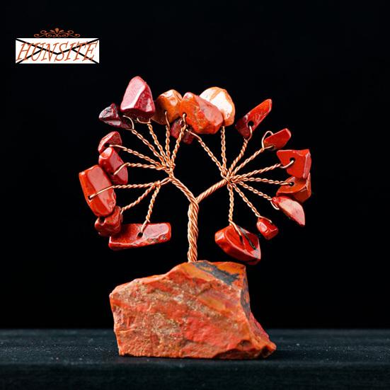 Barevná ozdoba stromu z přírodního kamene se základnou, strom peněz s pozitivní léčivou energií