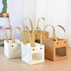 Small Qixi Gift Bag with Smiley Face, Kraft Paper, Square Window for Flowers