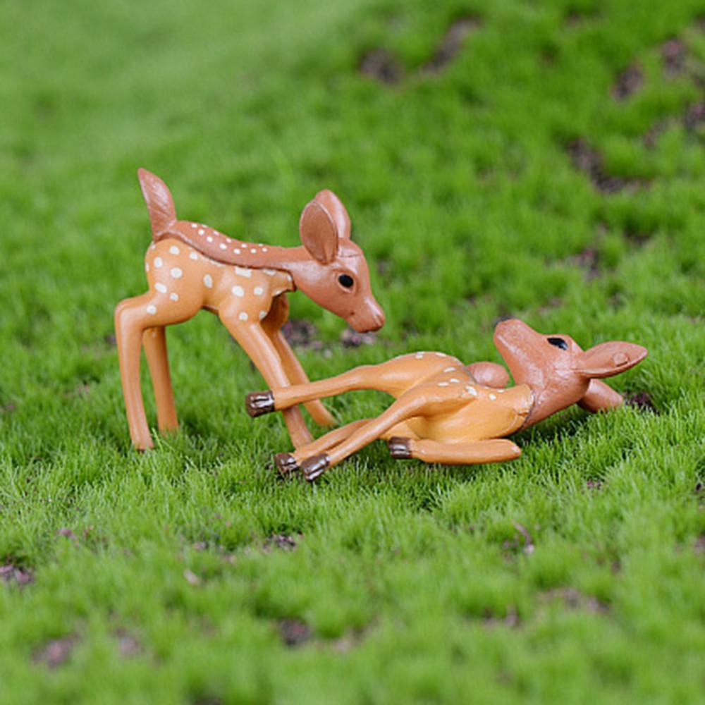 DIY Cute Bonsai Resin Craft Fairy Garden Sika Deer Animal Figurine Ornament Miniature