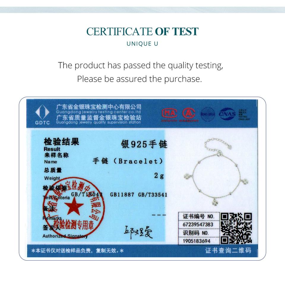 BAMOER 925 Sterling Silver Plain Lucky Four-Leaf Clover Adjustable Bracelet Korean Style Chain Link for Women Birthday Gift