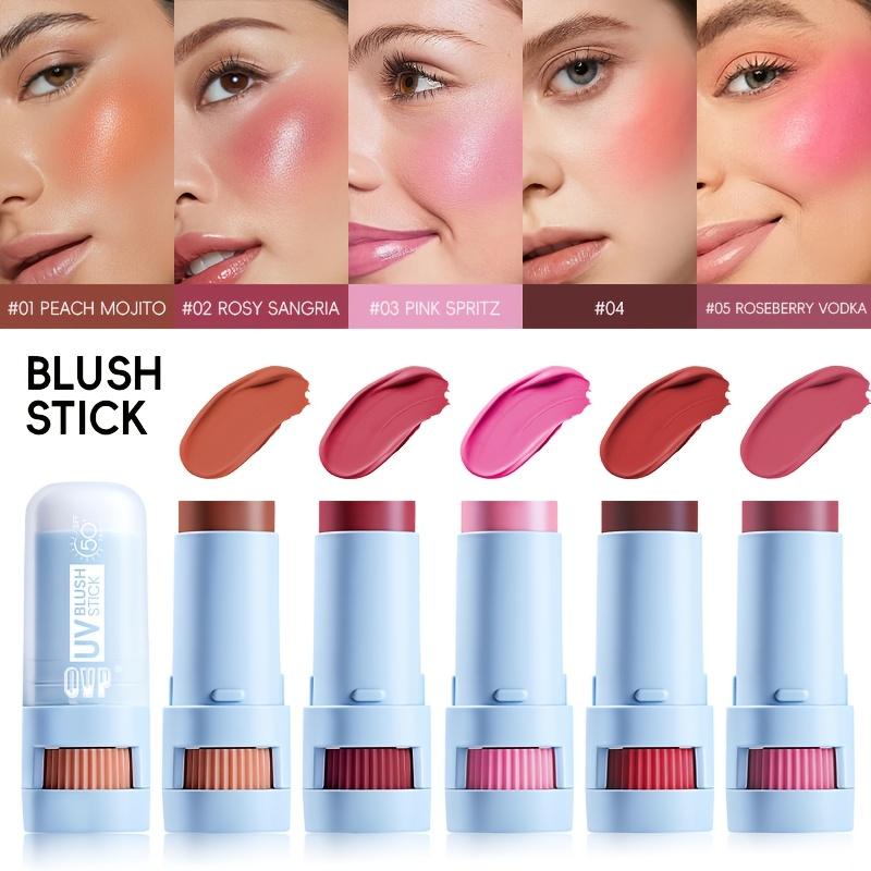 2-in-1 SPF Sunscreen Blush Stick, Jelly Texture Rotating Cheek Tint Natural Glow Finish, Waterproof and Sweatproof Blush Stick Portable Makeup