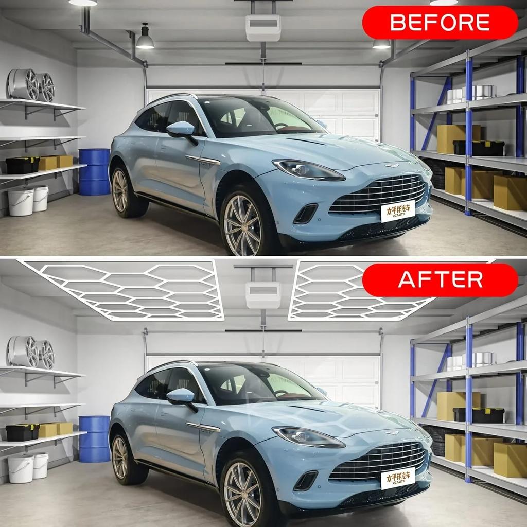 110V-240V Led Ceiling Light 6500K Honeycomb Hexagon White Lights Barbershop Gym Hair Salon Garage Lights for Car Wash Decoration