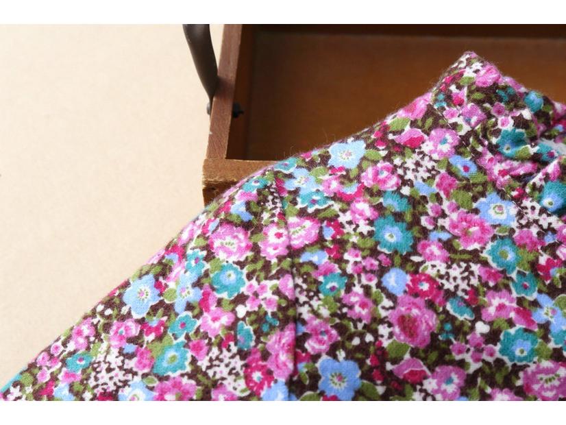 Mädchen Strickkleid mit dickem Blumenmuster - Fleecegefüttert für Frühling & Herbst