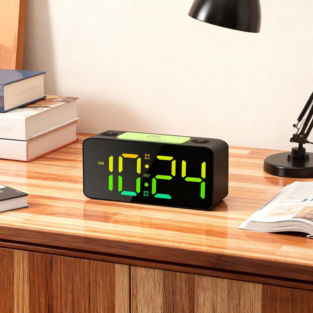 Large Display RGB Digital Alarm Clock Bedside RGB Backlit Super-Loud Wake-Up Alarm Clock Used For Students To Wake Up