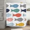 Whimsical Fish Shower Curtain Multicolor Pattern Decorative Fabric Waterproof Bath Rug Cover For Home Decoration In Bathrooms