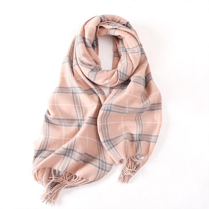 2025 New Striped Plaid Versatile Scarf Women's Winter Explosive Macaron Thickened Warm Couple Shawl Women