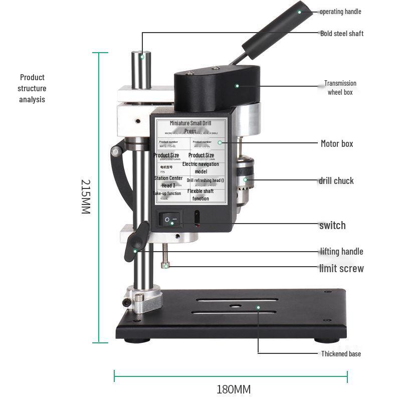 Mini-Bohrständer mit variabler Drehzahl: Kompakte Gleichstrom-Elektrobohrmaschine für präzise Bohrungen zu Hause.