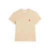 AMIPARIS Ss23 Solid Color Logo Embroidered Round Neck Short Sleeve T-Shirt Unisex Tops Vanilla UTS001724-709