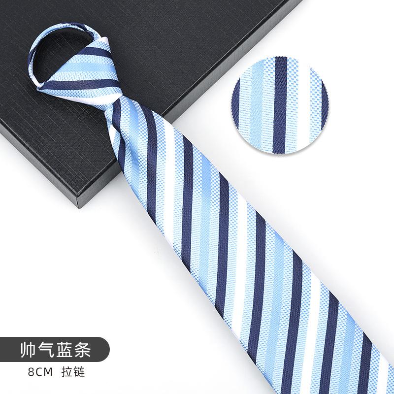 Business Blue Formal Tie Zipper Groom Wedding Korean Version Narrow Lazy Without Striped Bow Tie Plaid
