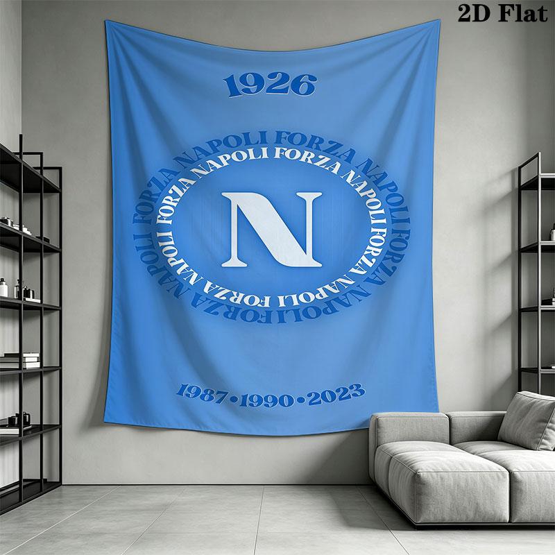SSC Napoli Logo Wall Hanging Printed Fabric Blanket Decorative Tapestries for Bedroom Living Room Home Decor