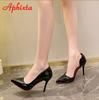 Aphixta 2025 Summer 10cm High Stiletto Heels Patent Leather Sandals Women Pumps Cool Pointed Toe Official Shoes Plus Size 46