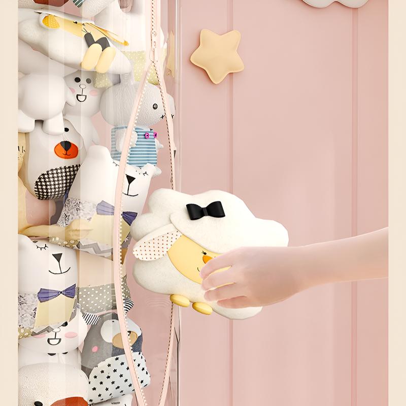 Large Capacity Plush Doll Storage Bucket With Wheels Transparent Storage Bucket Zipper Kids DIY Plushies Toy Display Bucket