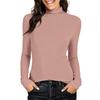 Women's Fashionable Casual Long-Sleeved Knit Top, High-Neck Solid Color, Semi-High Neck,Slim Fit, Stretchy Top.