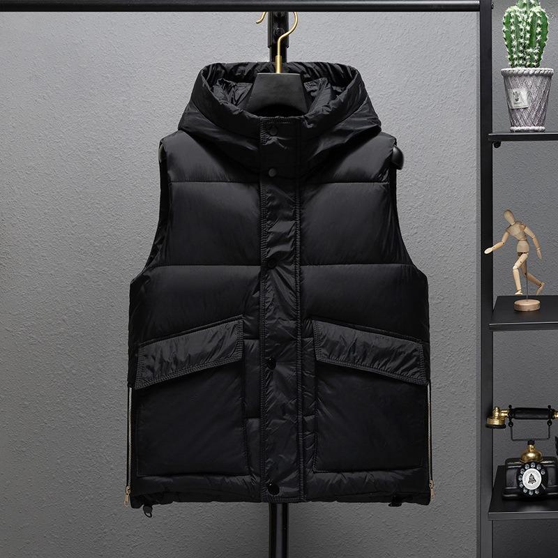 

Light and soft men s vest autumn and winter down cotton trendy vest handsome casual vest jacket M (60-42.5 kg) чорний
