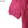 ZANZEA Dames Casual Ronde Hals Korte Mouw Elegante Kant Patchwork Lange Jurk