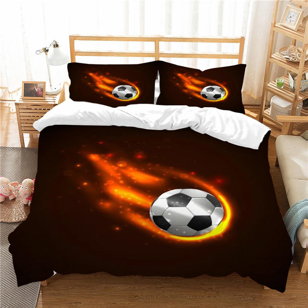 Heißer Verkauf 3D Fußball-Druck Bettbezug Set Sport Bettwäschebezug Set Mann King Size Bettanzug Luxus Bettdeckenbezug Set Atmungsaktive Bettwäschesets