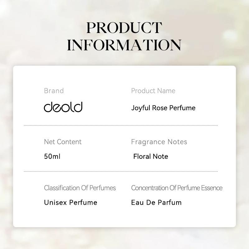 Deold Joyful Rose Perfume Unisex – Floral Eau De Parfum Long Lasting Romantic Scent 50ml