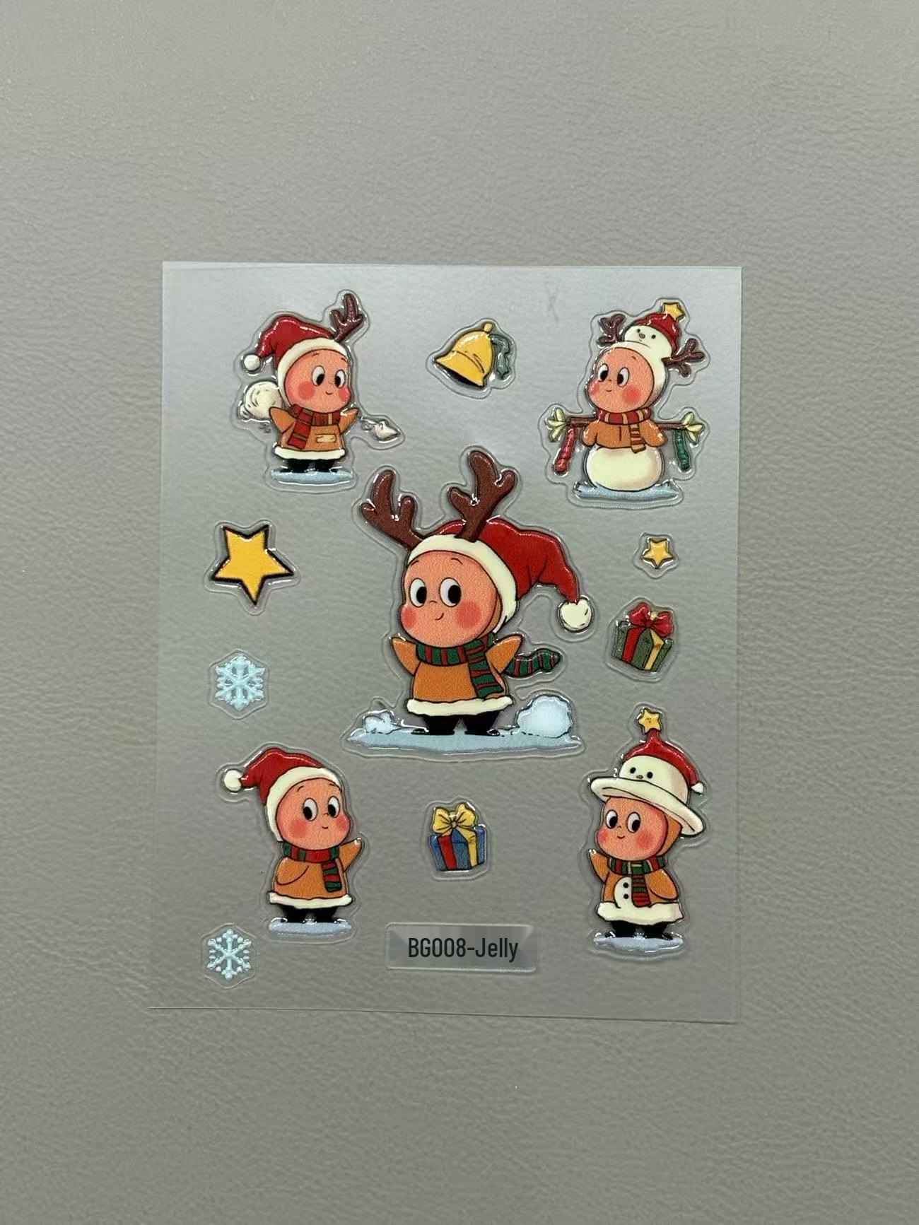 

Trendy Cute Christmas Deer Jelly Stickers for DIY Nail & Phone/iPad Decoration BG008