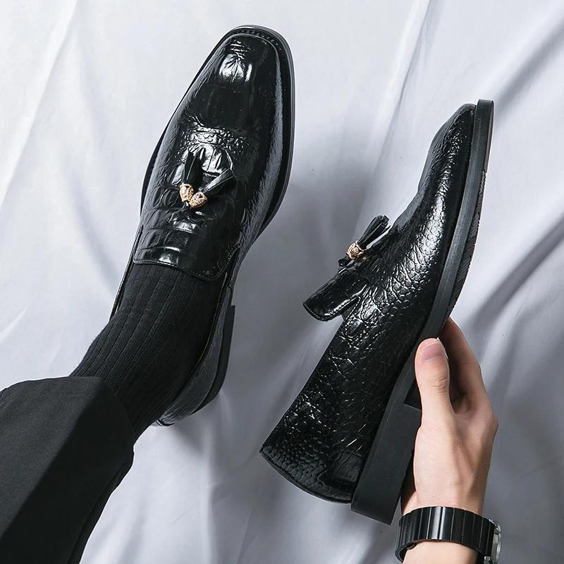 Men Loafers Tassel Business Men Shoes Black Brown Pu Shoes for Men with  Size 38-48 Mens Dress Shoes