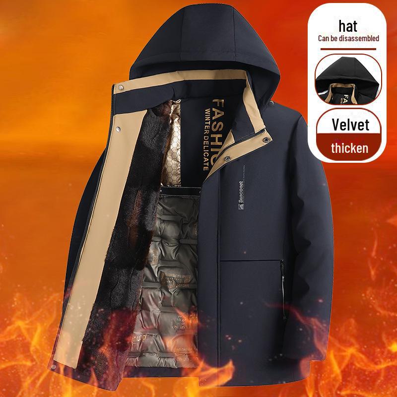 Graphene Cotton Mid-Length Winter Jacket for Men 2024 – Ideal for Middle-Aged & Elderly, Plus Velvet Thick Dad Wear