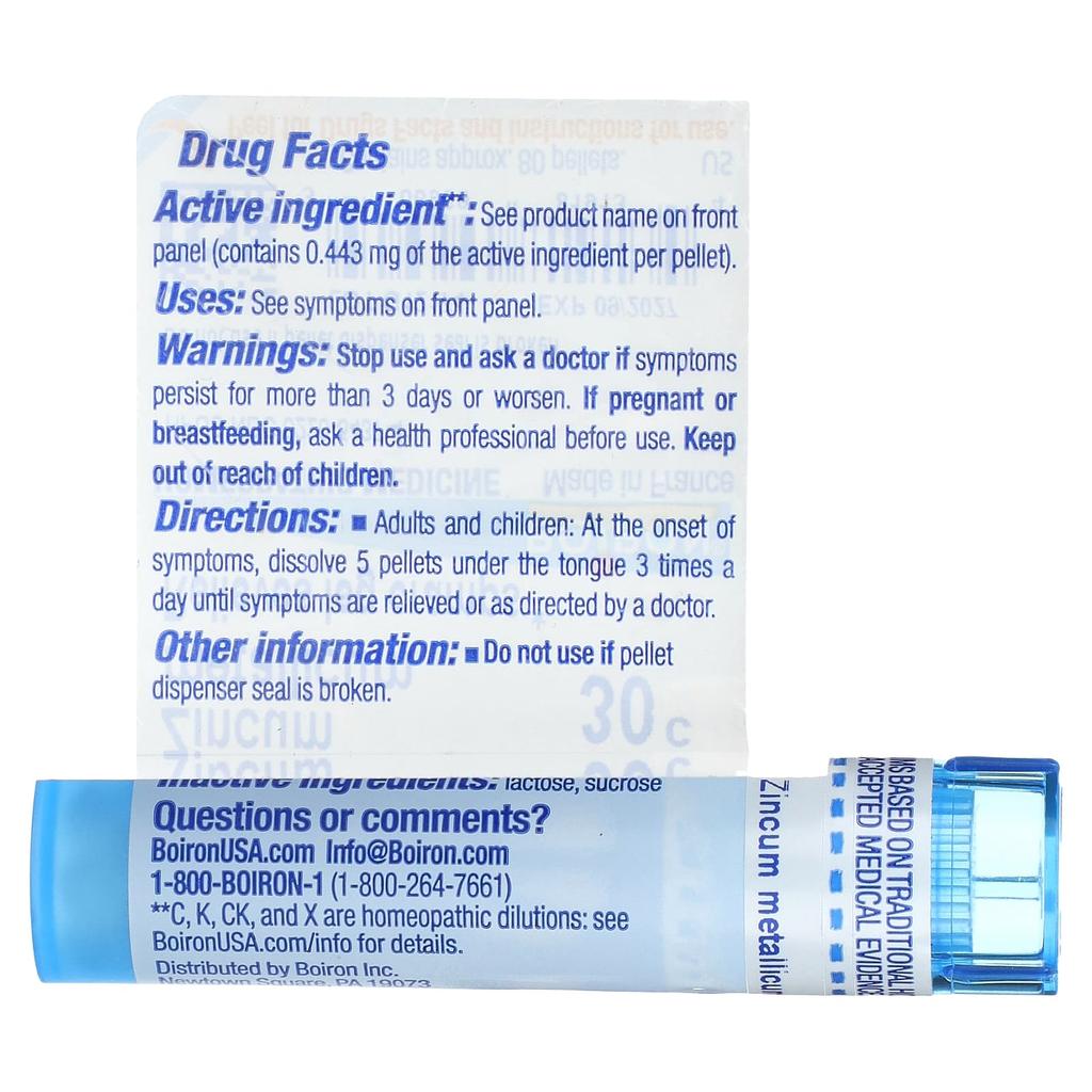 Zincum Metallicum, 30C, Relieves Leg Cramps, Approximately 80 Pellets