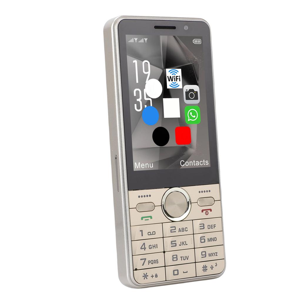 4G Unlocked Phone Dual SIM Card Support 3.5 Inch Color Touch Screen Loud Sound Large Keys Mobile Phone Gold