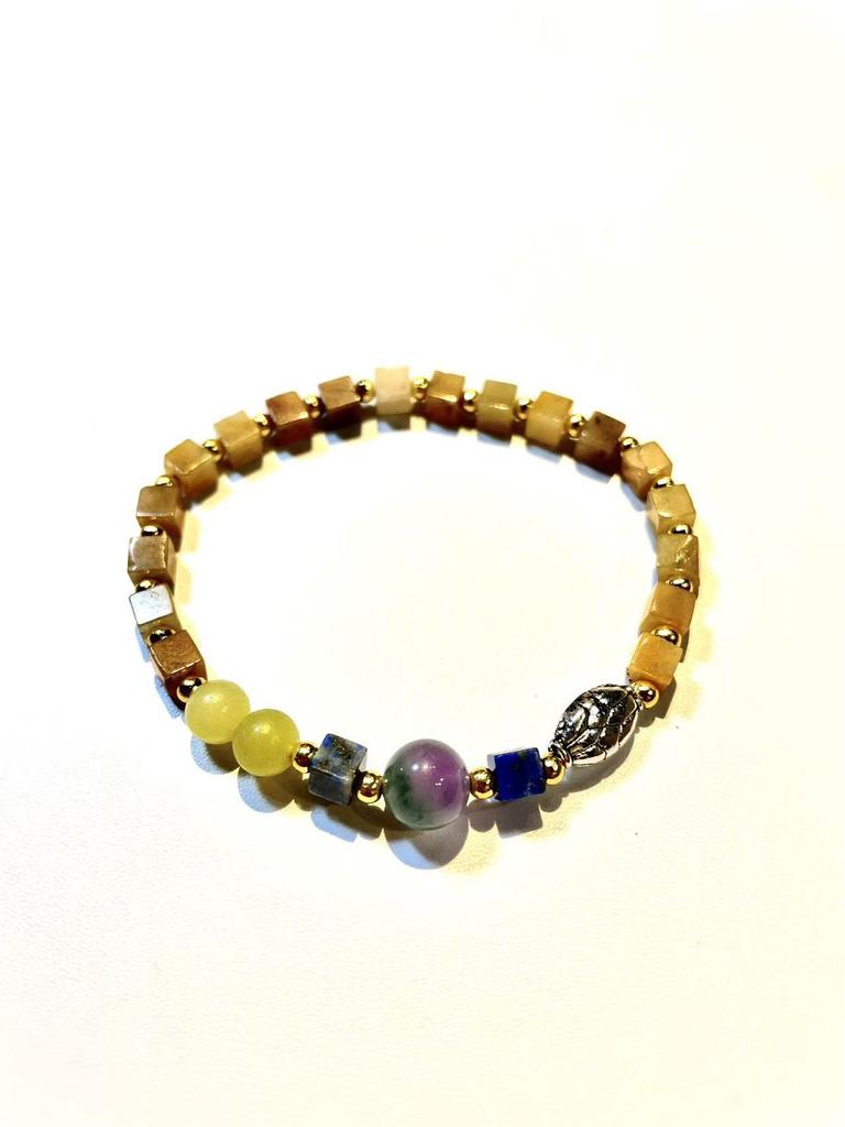 Natural Yellow Jade Square Bracelet: European & American Niche Style, Original Fashion Design.