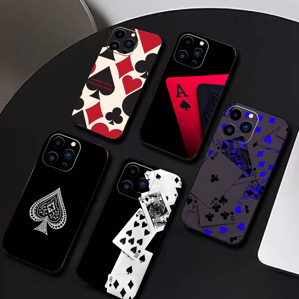 p-poker Phone Case For iPhone17,16,15,14,13,12 Plus,Max Soft Silicone Black Cover