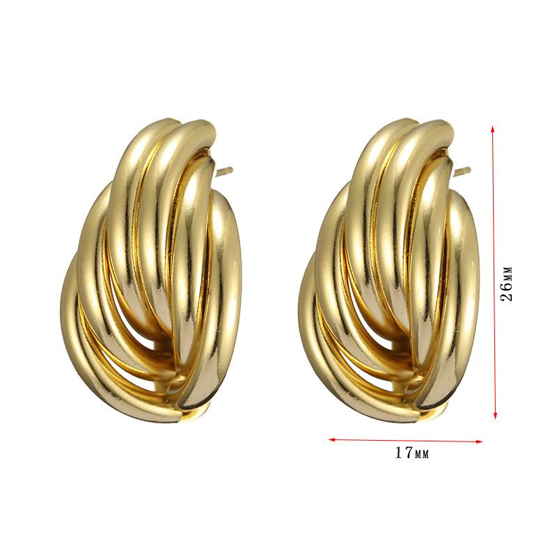 European and American INS retro style personalized design earneedle stainless steel earrings plated irregular love stud earrings