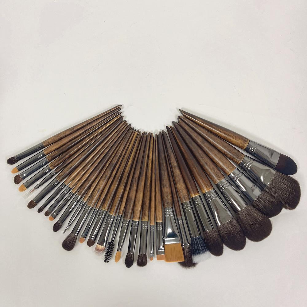 Private Label Natural Goat Hair Makeup Brush Set Professional 14/24/26/28pcs Wood Handle Cosmetic Make Up Brushes Kit