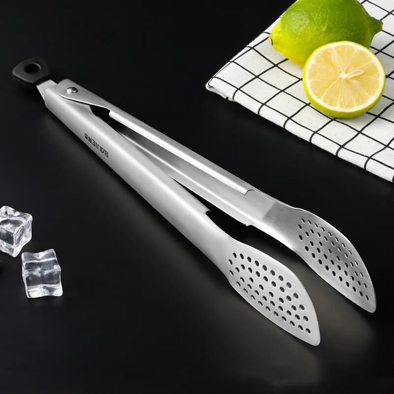 Baijie 304 Stainless Steel Steak Tongs, Multifunctional Food Tongs, Barbecue Tongs, Kitchen Bread Food Tongs, Baking Tools