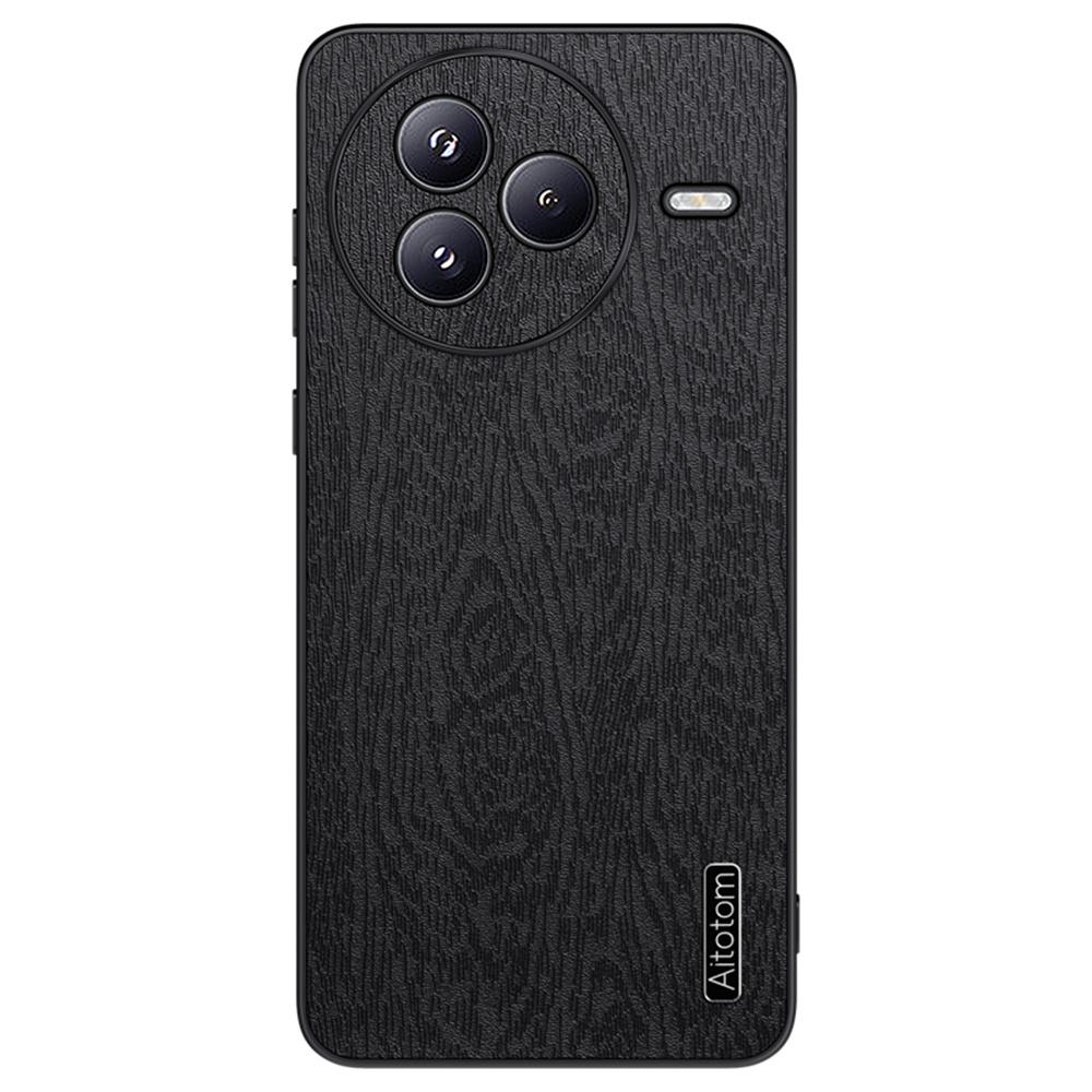 For Xiaomi Civi 5 Pro 5G Case Wood Texture PU Leather Coated PC TPU Phone Cover