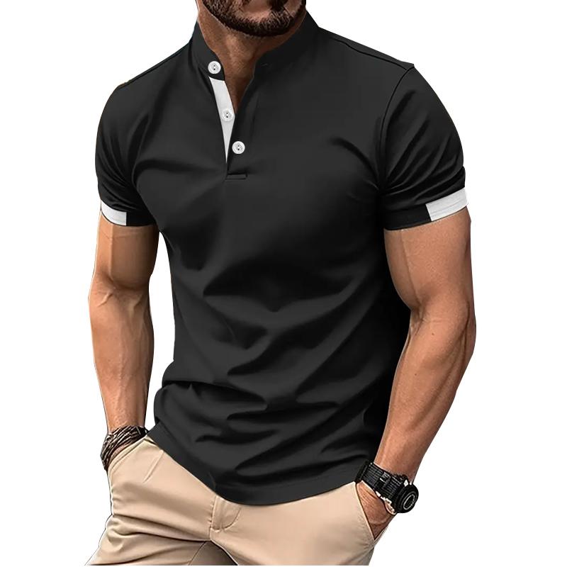 Männer Sommer Neue Stehkragen Kurzarm Polo Shirt Männer Kleidung Mode Slim Fit Taste Reine Farbe Polo Shirt Tops