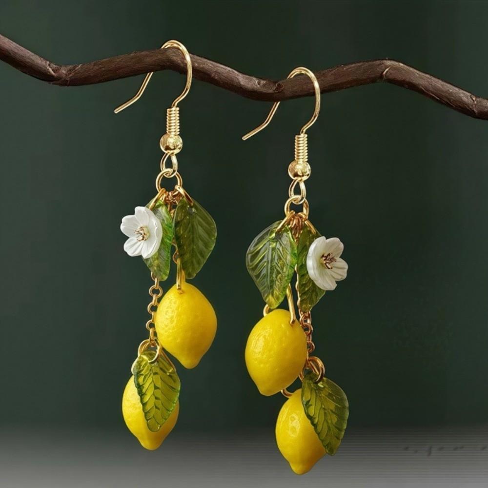 Acrylic Lemon Shaped Necklace Sweet Fruit Hooks Earring New Dangle Earrings  Party