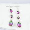 Watermelon Tourmaline Quartz Earrings, 925 Sterling Silver Dangle Earrings, Multi Stone Tourmaline Earrings, Gift for her, Birthday Gift